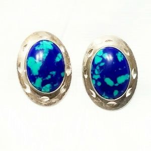 Vintage Azurite/Sterling Silver Native American Earrings